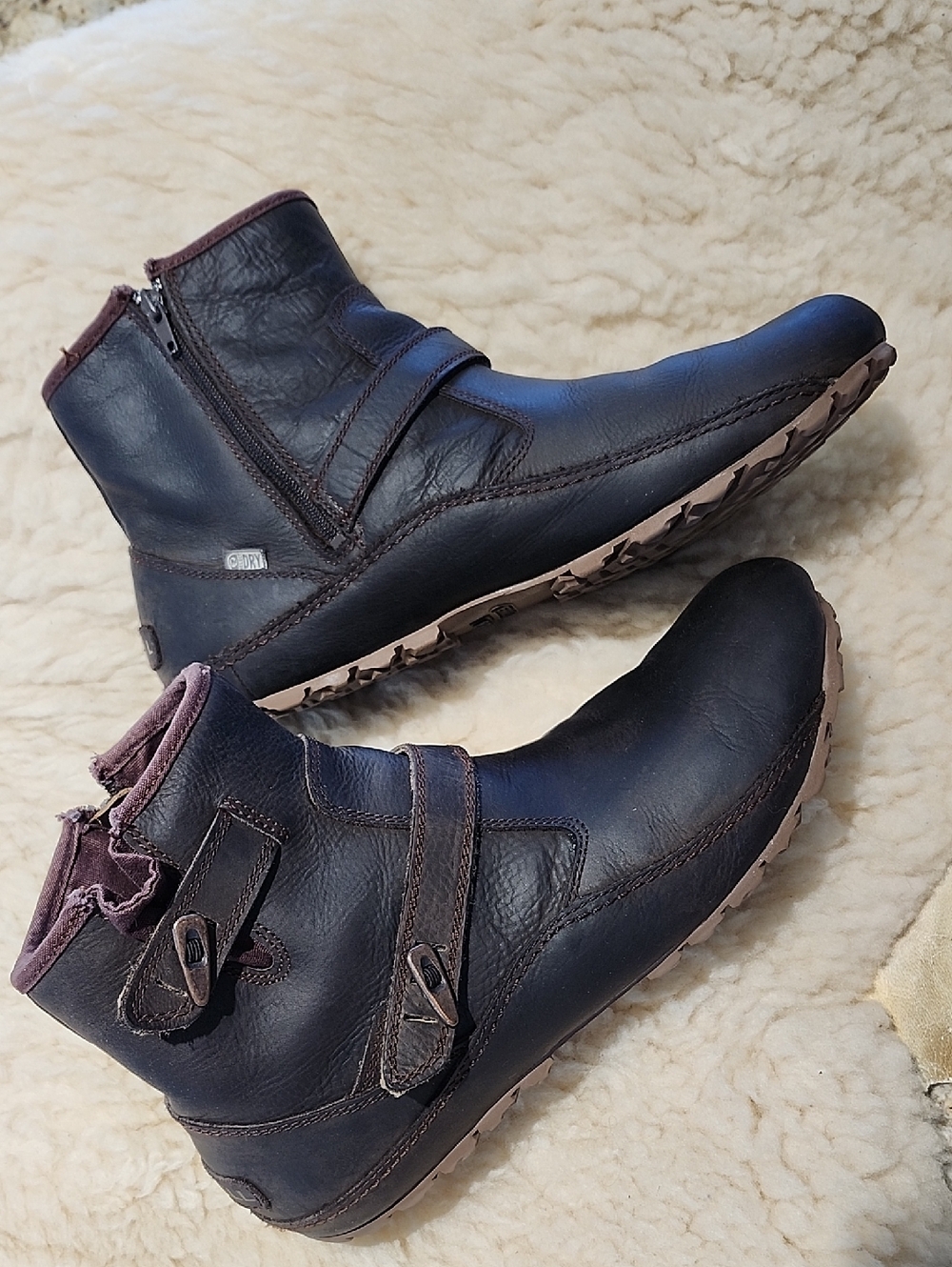 Women's Dark Brown Leather Ankle Boots - Casual Zip & Strap Design